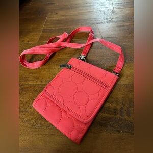 Thirty One 31 Vary You Quilted Crossbody Organizer Wallet Bag Purse Pink Coral